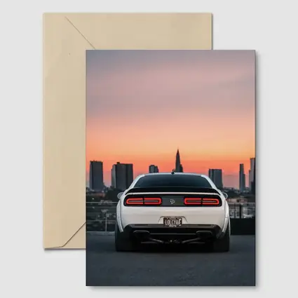 Dodge Challenger Rear City Sunset View
