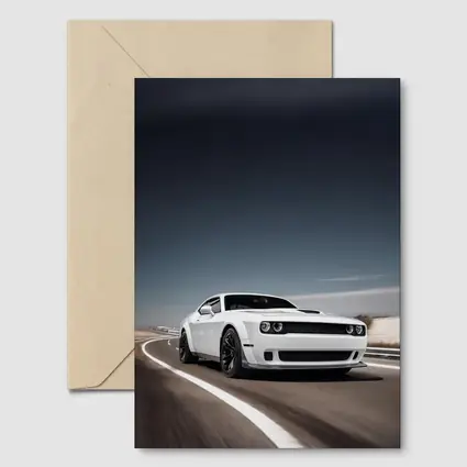 Dodge Challenger White Muscle Car Open Road