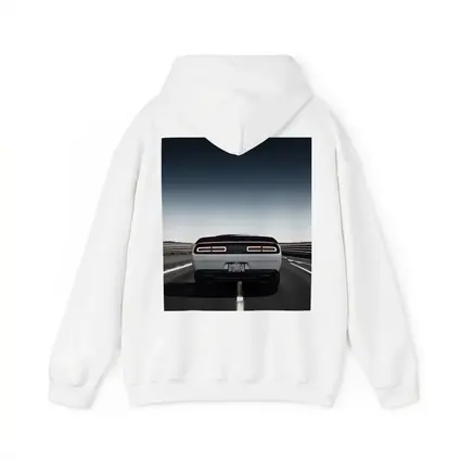 Dodge Challenger White Rear View Open Road