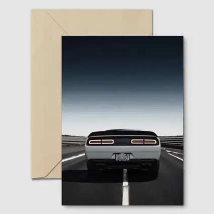 Dodge Challenger White Rear View Open Road