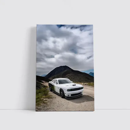 Dodge Challenger White Muscle Car Mountain Road