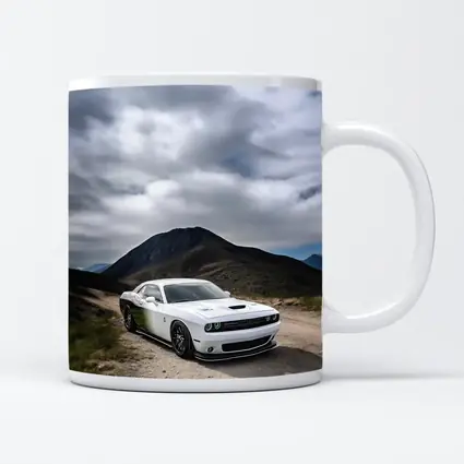 Dodge Challenger White Muscle Car Mountain Road