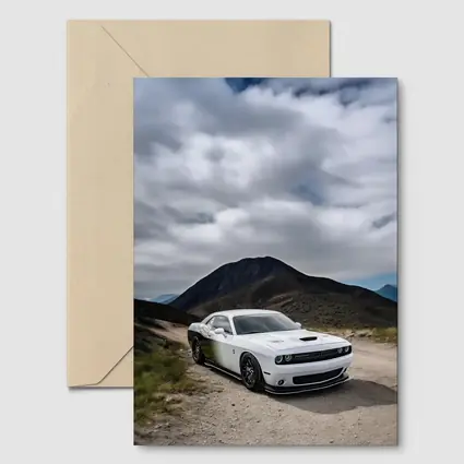 Dodge Challenger White Muscle Car Mountain Road