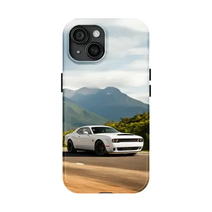 Dodge Challenger White Muscle Car Mountain Road