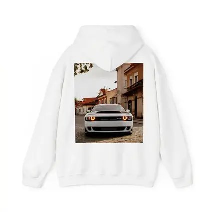 Dodge Challenger SRT White Cobblestone Street