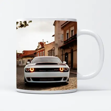 Dodge Challenger SRT White Cobblestone Street