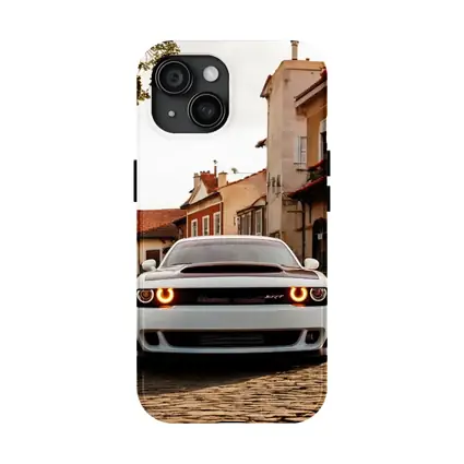 Dodge Challenger SRT White Cobblestone Street