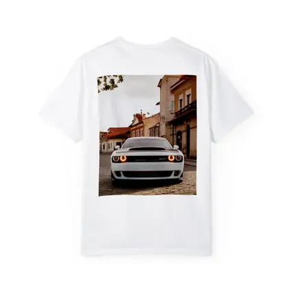 Dodge Challenger SRT White Cobblestone Street