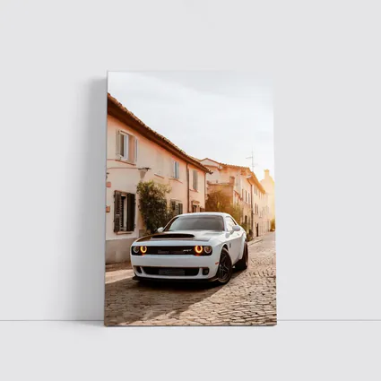 Dodge Challenger SRT White Cobblestone Street