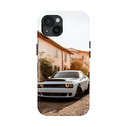 Dodge Challenger SRT White Cobblestone Street
