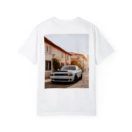 Dodge Challenger SRT White Cobblestone Street