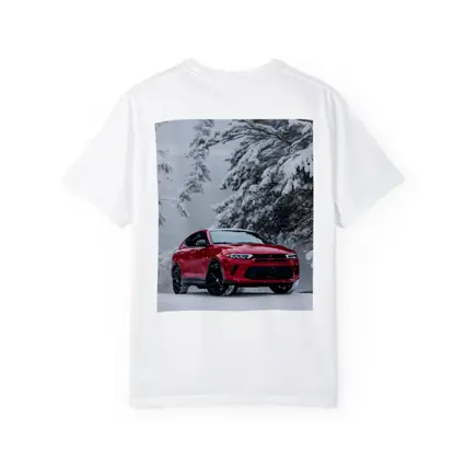 Dodge Hornet Red SUV Snowy Winter Forest