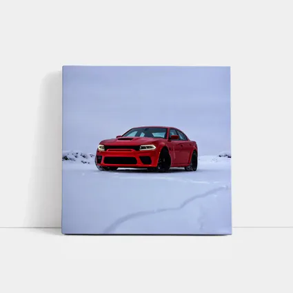 Dodge Charger Red Muscle Car Snow Scene