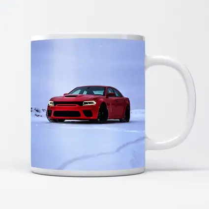Dodge Charger Red Muscle Car Snow Scene
