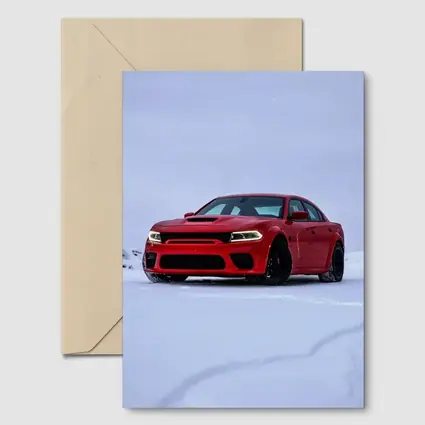Dodge Charger Red Muscle Car Snow Scene