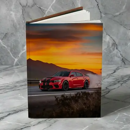 Dodge Charger Red Muscle Car Sunset Road