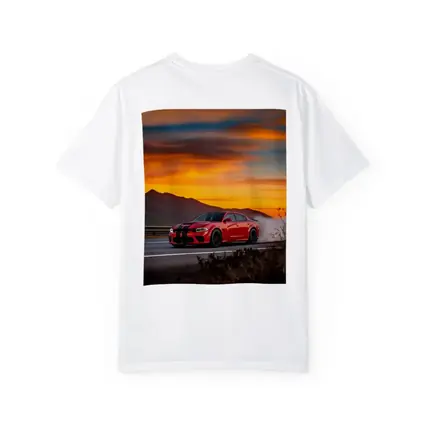 Dodge Charger Red Muscle Car Sunset Road