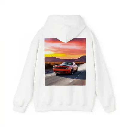 Dodge Challenger Red Muscle Car Sunset Road