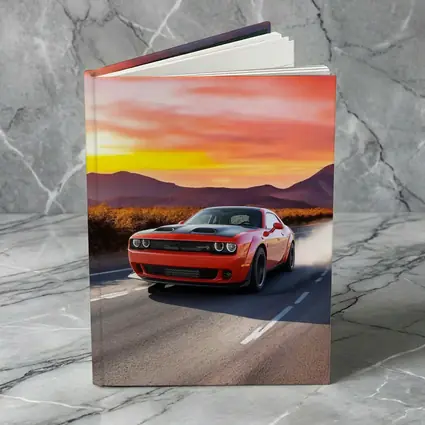 Dodge Challenger Red Muscle Car Sunset Road
