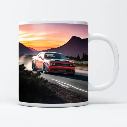 Dodge Challenger Red Car Mountain Sunset Road