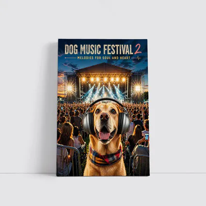 Golden Retriever Dog Wearing Headphones Music Festival