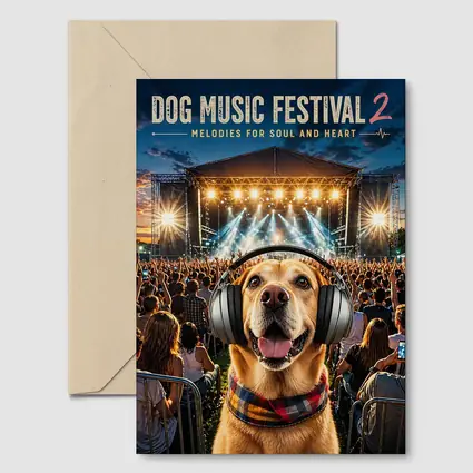 Golden Retriever Dog Wearing Headphones Music Festival