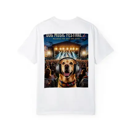 Golden Retriever Dog Wearing Headphones Music Festival