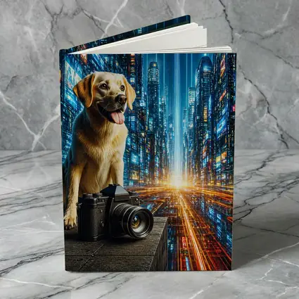 Labrador Dog Camera Neon Futuristic City