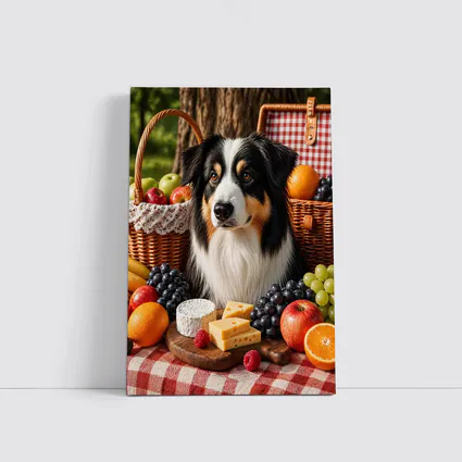 Australian Shepherd Picnic with Fruit Cheese