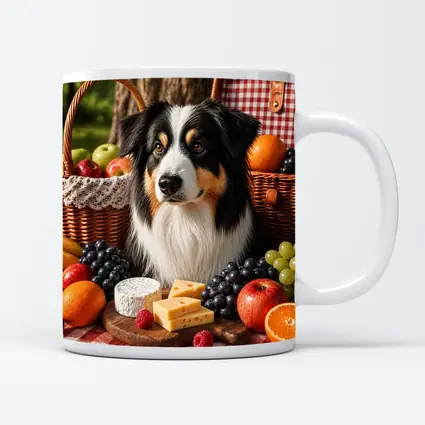 Australian Shepherd Picnic with Fruit Cheese
