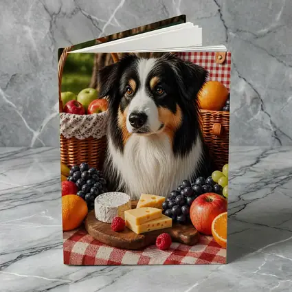 Australian Shepherd Picnic with Fruit Cheese