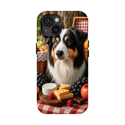 Australian Shepherd Picnic with Fruit Cheese