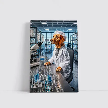 Golden Retriever Scientist In Research Laboratory