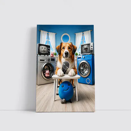 Golden Retriever Host Laundry Room Comedy Show