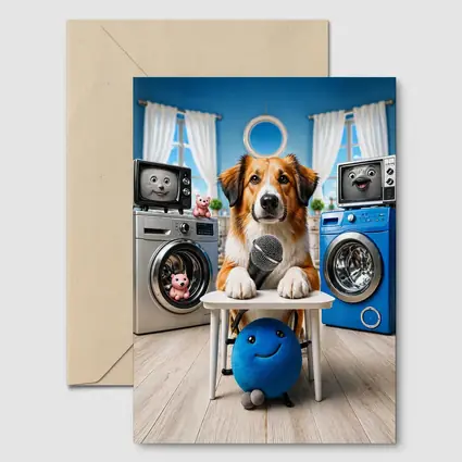 Golden Retriever Host Laundry Room Comedy Show