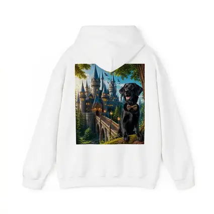 Black Labrador Retriever Fantasy Castle Forest Art