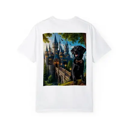 Black Labrador Retriever Fantasy Castle Forest Art