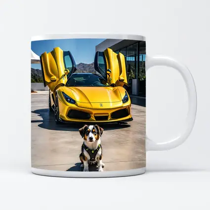 Australian Shepherd Puppy Yellow Ferrari F8