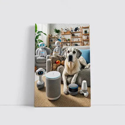 Labrador Dog With Smart Home Robots