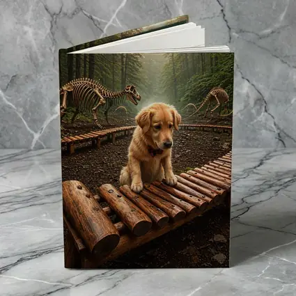 Golden Retriever Puppy Forest Dinosaur Skeletons