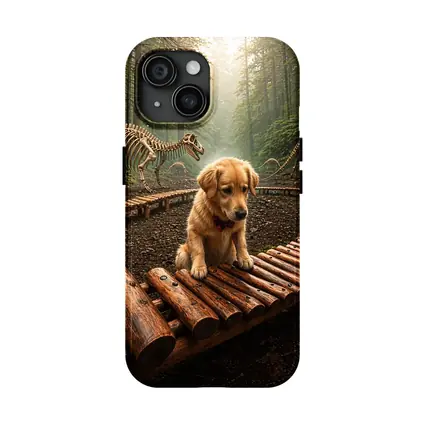 Golden Retriever Puppy Forest Dinosaur Skeletons