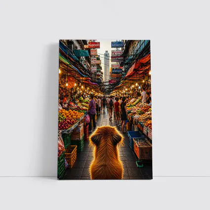 Golden Dog Watching Bangkok Street Market