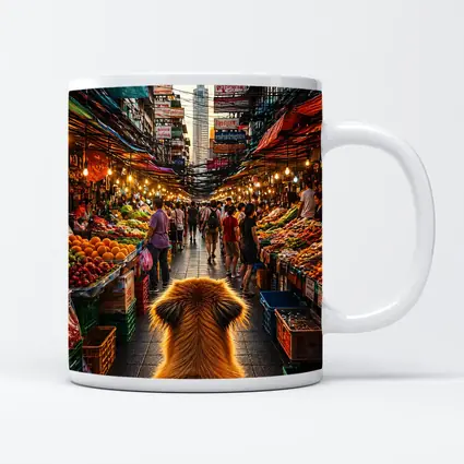 Golden Dog Watching Bangkok Street Market