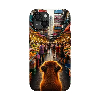 Golden Dog Watching Bangkok Street Market