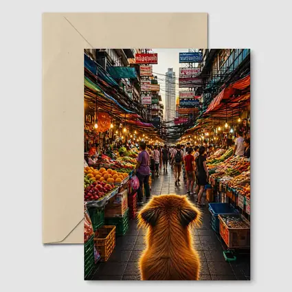 Golden Dog Watching Bangkok Street Market