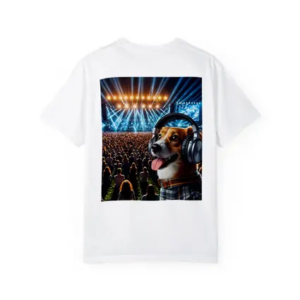Corgi Dog Wearing Headphones at Concert