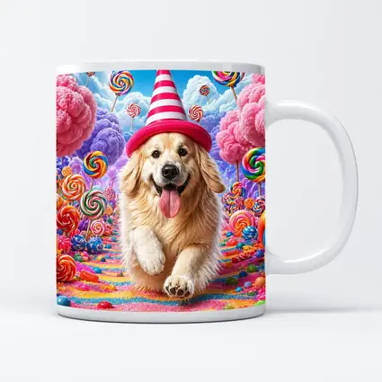 Golden Retriever Running Through Candy Dreamland