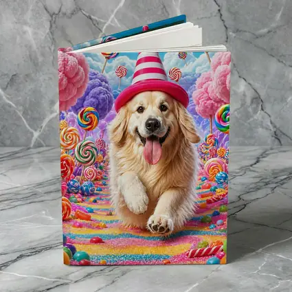 Golden Retriever Running Through Candy Dreamland