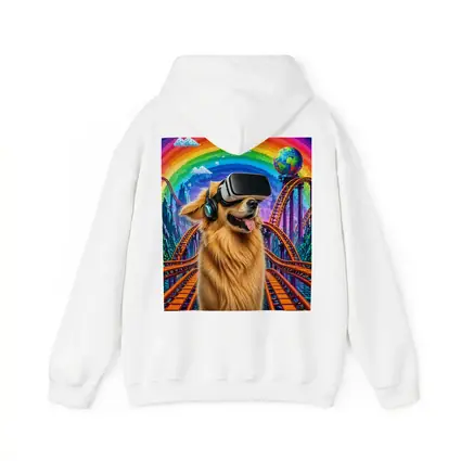 Golden Retriever Dog VR Headset Rainbow Rollercoaster