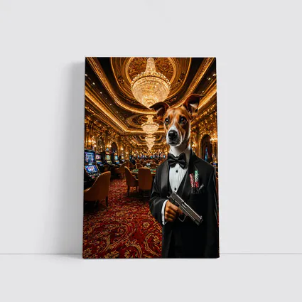Jack Russell Dog Tuxedo Casino Interior
